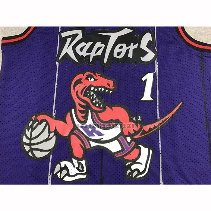 Camiseta Toronto Raptors Tracy McGrady NO 1 Hardwood Classics Throwback Violeta